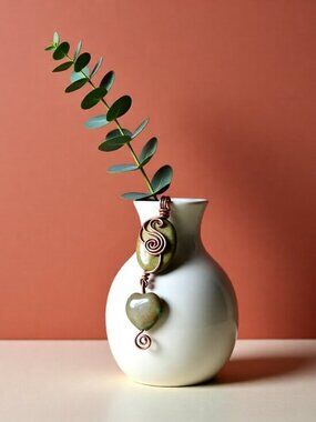 Mothers Day Gift? Lovers Gift? Letter S Wire Wrapped Jasper Heart Pendant